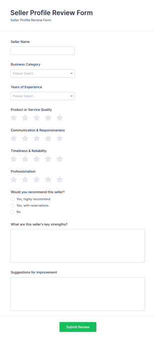 Seller Profile Review Form Template