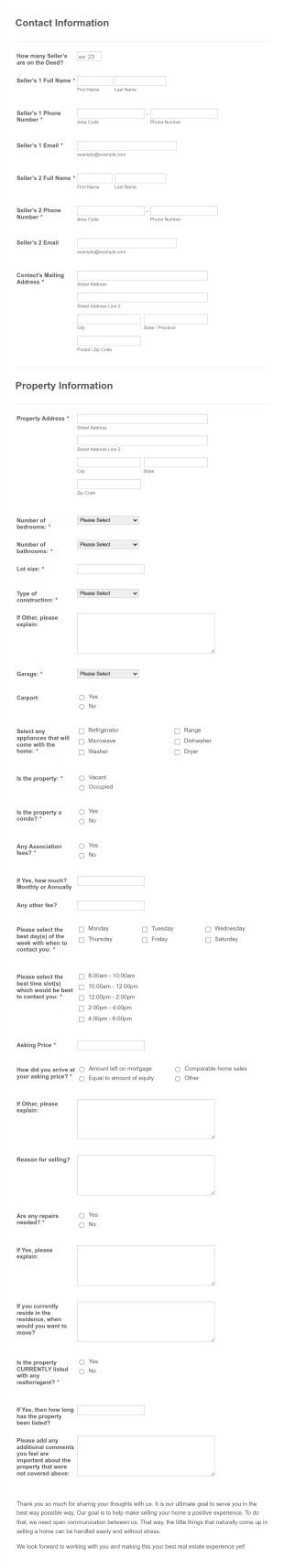 TheLeverageCo.com | Sellers Questionnaire Form Template