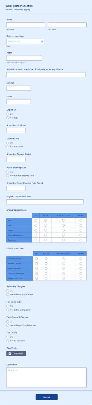 Semi Truck Inspection Form Template
