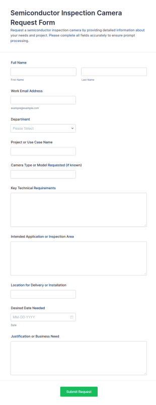 Semiconductor Inspection Camera Request Form Template