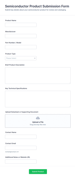 Semiconductor Product Submission Form Template