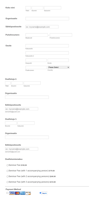 Seminaariin Ilmoittautumislomake Form Template