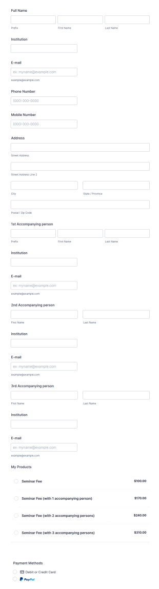 Seminar Convention Registration Form Template