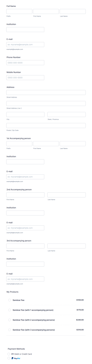Seminar Convention Registration Form Template
