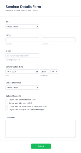 Seminar Details Form Template