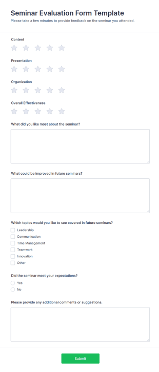 Seminar Evaluation Form Template