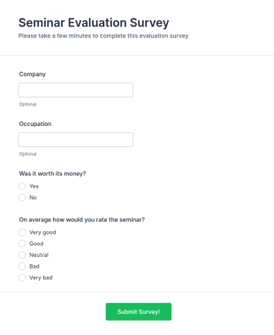 Seminar Evaluation Survey Form Template