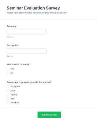 Seminar Evaluation Survey Form Template