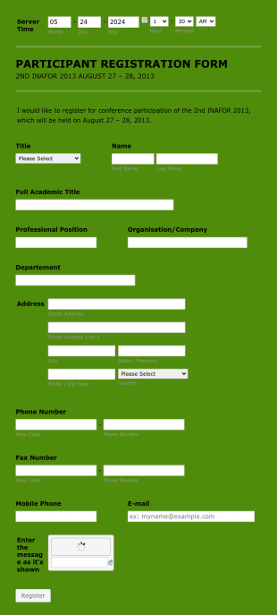 Seminar Registration Form INAFOR Form Template