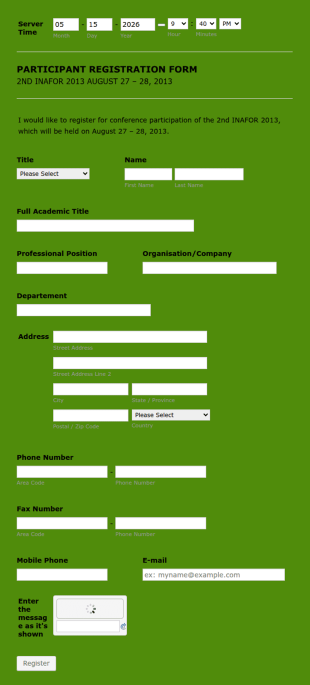 Seminar Registration Form INAFOR