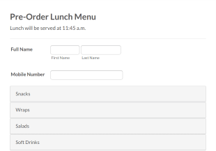 Lunch Menu Pre Order Form Template