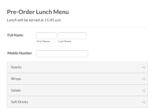 Lunch Menu Pre Order Form Template