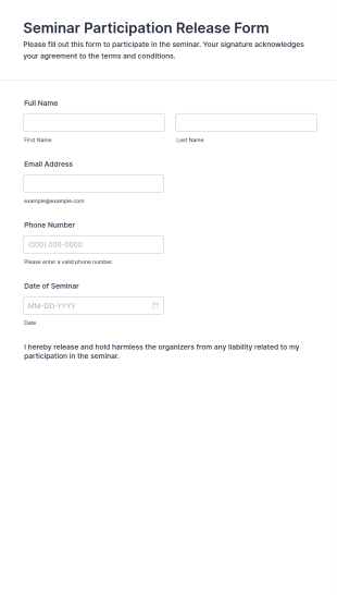 Seminar Participation Release Form Template