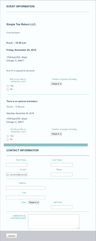 Seminar RSVP Form Template