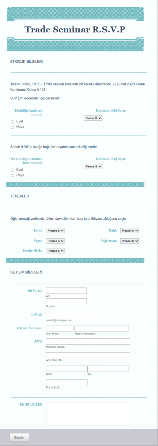 Seminer Davetiyesi LCV Form Şablonu