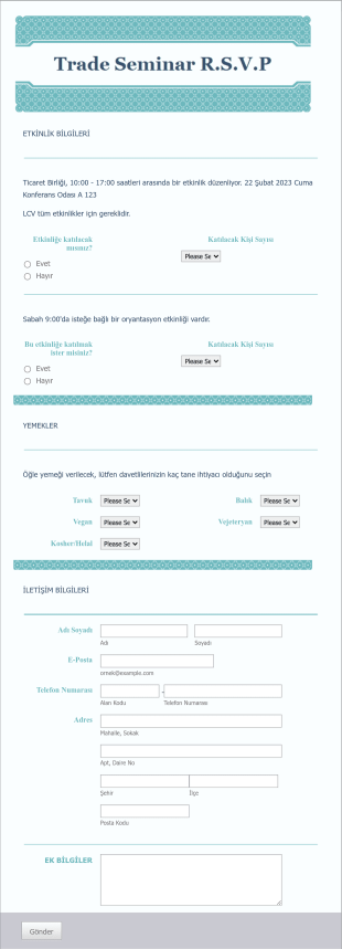 Seminer Davetiyesi LCV Form Şablonu