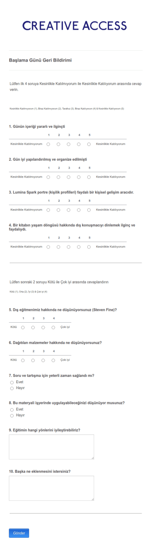 Seminer Geri Bildirim Form Şablonu