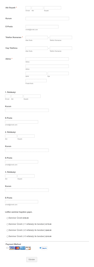 Seminer/Kongre Kayıt Form Template