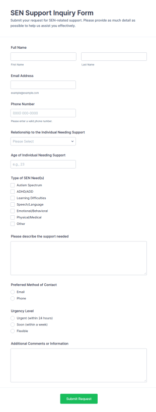 SEN Support Inquiry Form Template