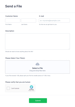 Send A File With Captcha Form Template