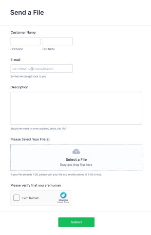 Send A File With Captcha Form Template