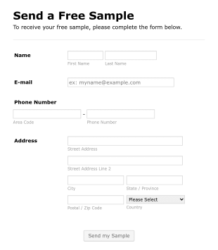 Send Free Sample Form Template