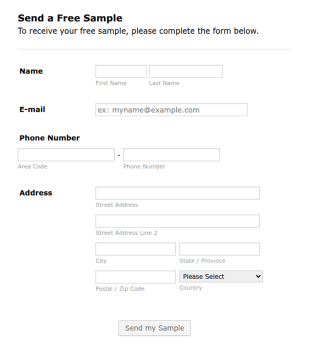 Send Free Sample Form Template