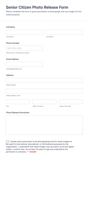 Senior Citizen Photo Release Form Template