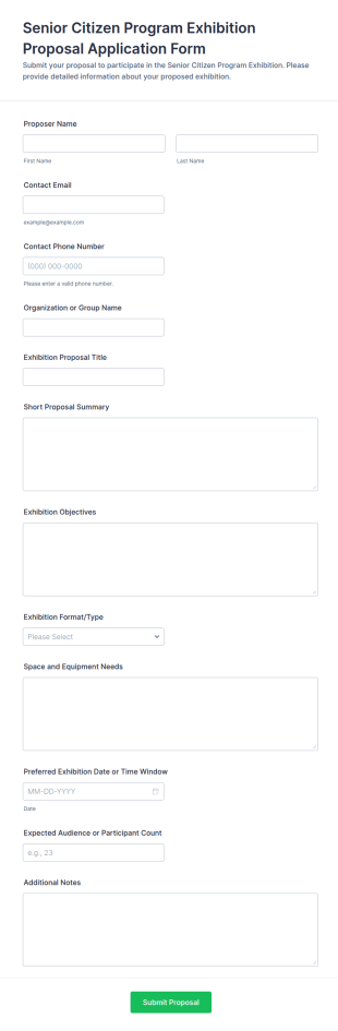 Senior Citizen Program Exhibition Proposal Application Form Template