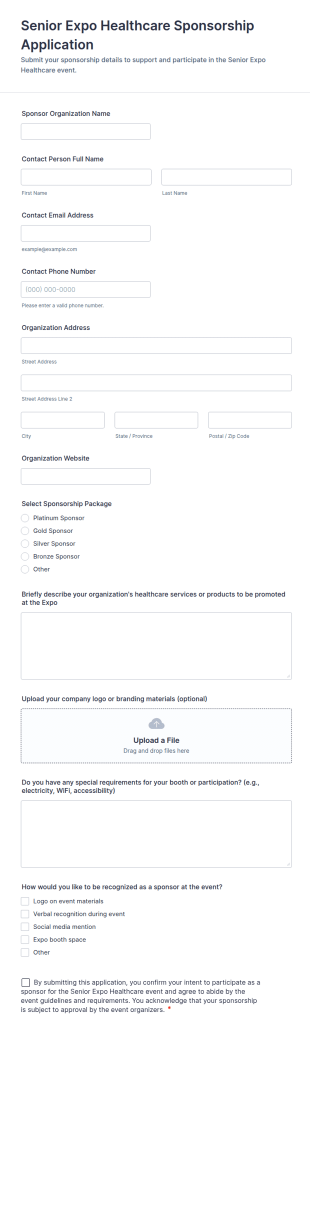 Senior Expo Healthcare Sponsorship Application Form Template