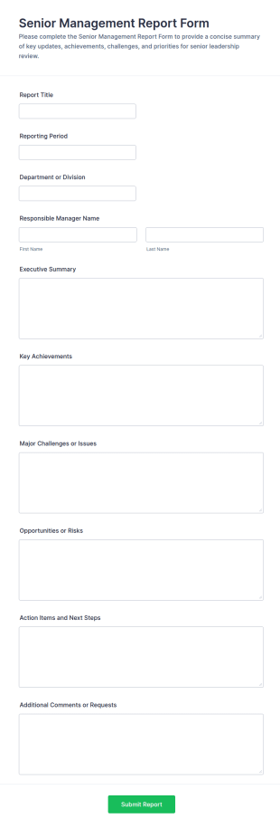 Senior Management Report Form Template
