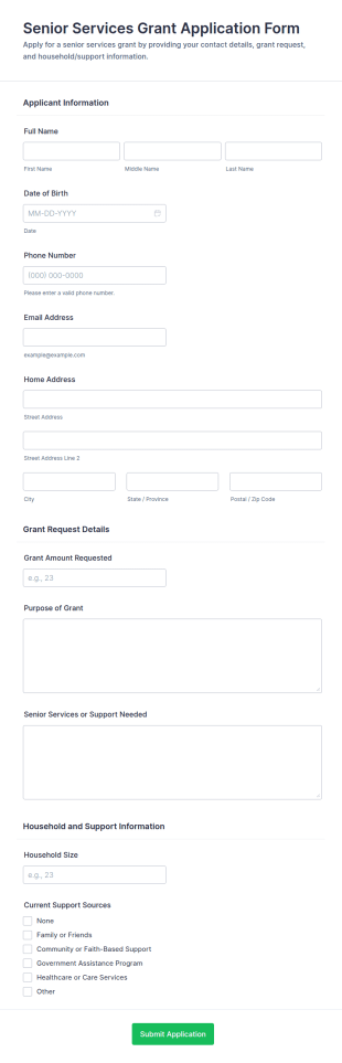 Senior Services Grant Application Form Template