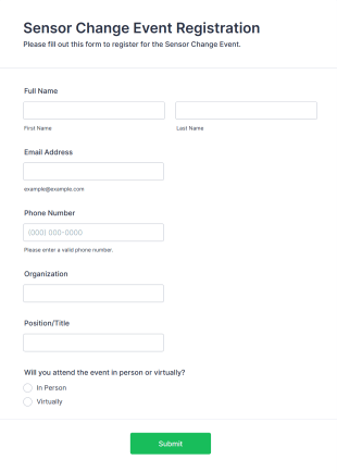 Sensor Change Event Registration Form Template