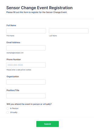 Sensor Change Event Registration Form Template