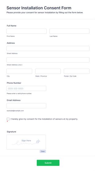 Sensor Installation Consent Form Template