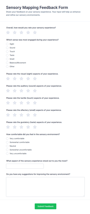 Sensory Mapping Feedback Form Template