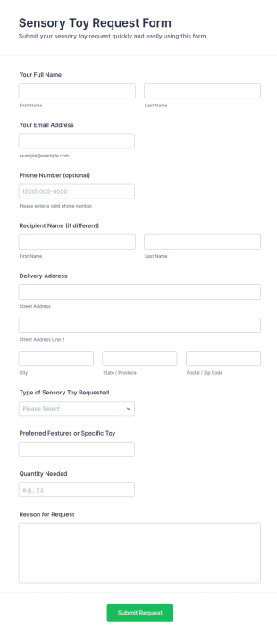 Sensory Toy Request Form Template