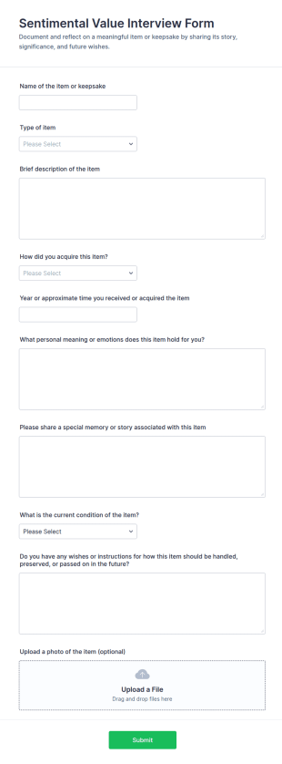Sentimental Value Interview Form Template