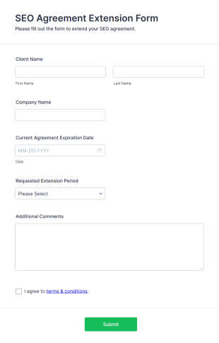 SEO Agreement Extension Form Template