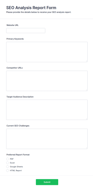 SEO Analysis Report Form Template