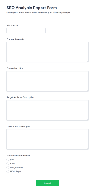 SEO Analysis Report Form Template