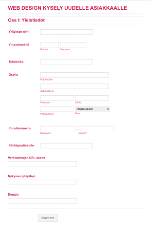 SEO Asiakaskysely Form Template