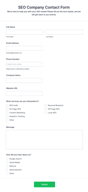 SEO Company Contact Form Template