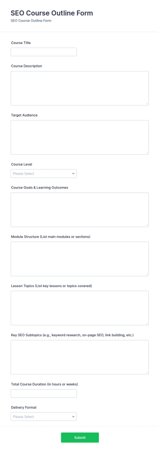 SEO Course Outline Form Template
