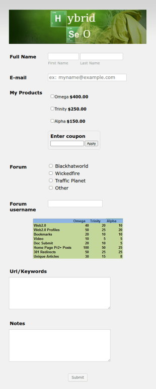 Seo Form Template