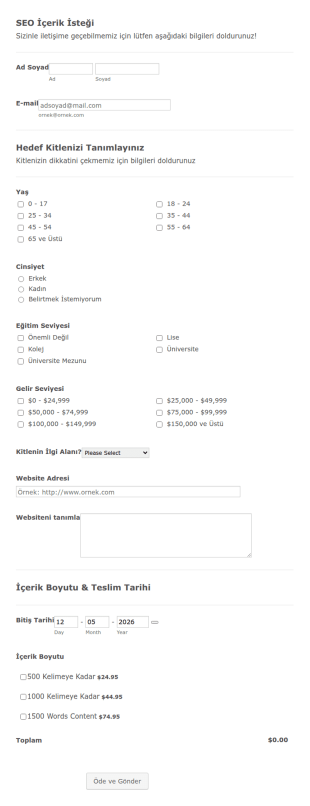 SEO İçeriği İstek Form Şablonu