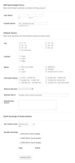 SEO İçerik İsteği Form Şablonu