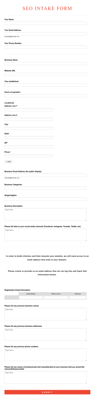 SEO Intake Form Template