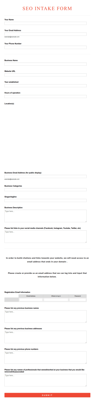 SEO Intake Form Template