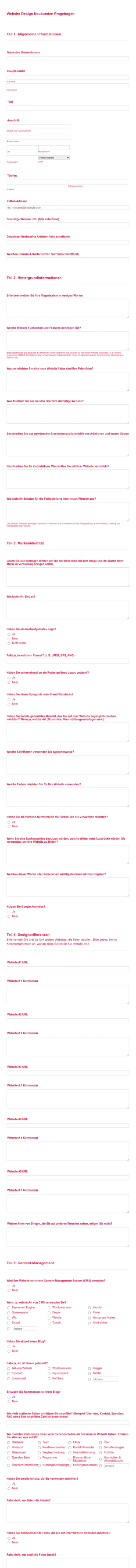 SEO Kundenfragebogen